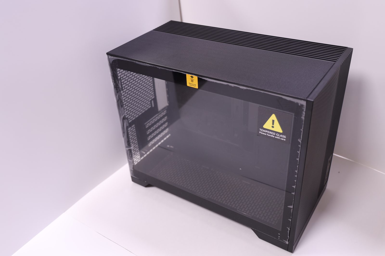 Case front with tempered glass panel